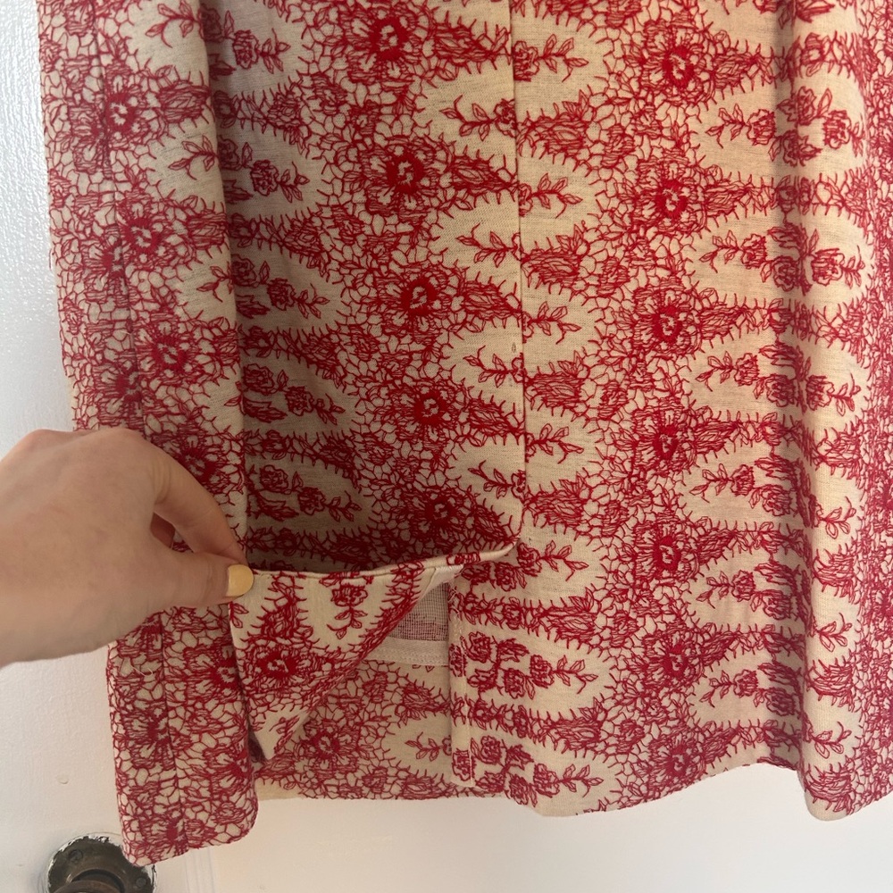 ❣️ *True Vintage* Pretty Red and Cream Embroidered Floral Dress - Picture 6 of 15